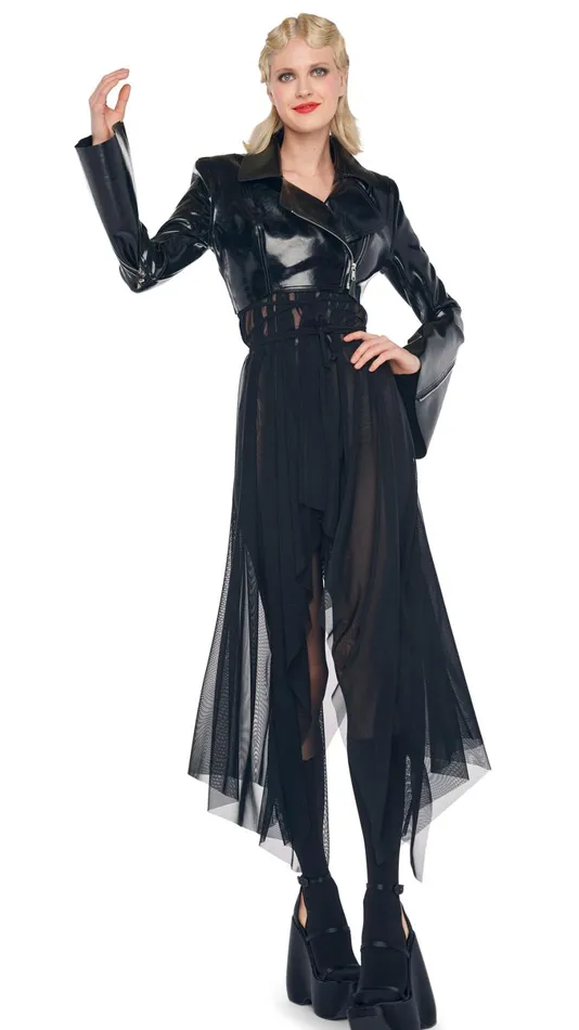 Norma Kamali Jackets CROPPED GANG JACKET Black 8211 Clothing
