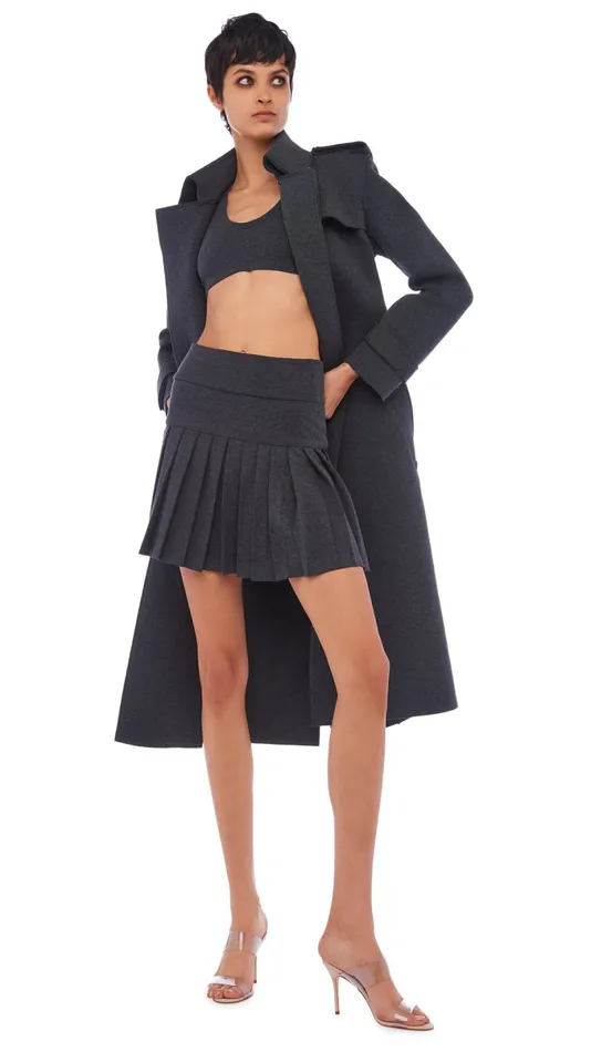 Norma Kamali Jackets DOUBLE BREASTED TRENCH Dark Heather Grey 8211 Clothing