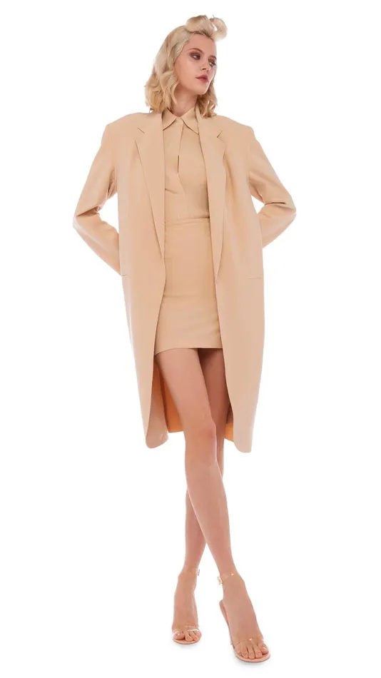 Norma Kamali Jackets OS SB JACKET BELOW THE KNEE Con Leche 8211 Clothing