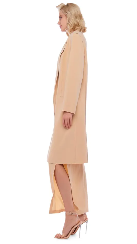 Norma Kamali Jackets OS SB JACKET BELOW THE KNEE Con Leche 8211 Clothing
