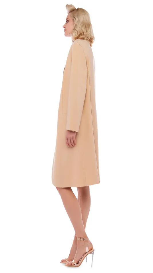 Norma Kamali Jackets OS SB JACKET BELOW THE KNEE Con Leche 8211 Clothing