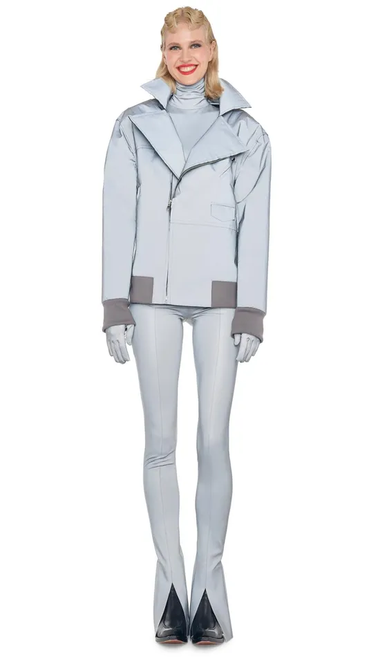 Norma Kamali Jackets OVERSIZED MOTO JACKET Grey 8211 Clothing