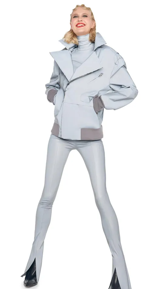 Norma Kamali Jackets OVERSIZED MOTO JACKET Grey 8211 Clothing