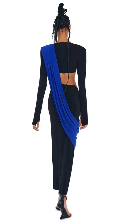 Norma Kamali Tops CROPPED SHOULDER PAD TOP Black 8211 Clothing