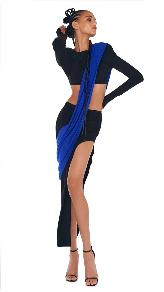 Norma Kamali Tops CROPPED SHOULDER PAD TOP Black 8211 Clothing