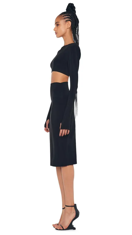 Norma Kamali Tops CROPPED SHOULDER PAD TOP Black 8211 Clothing