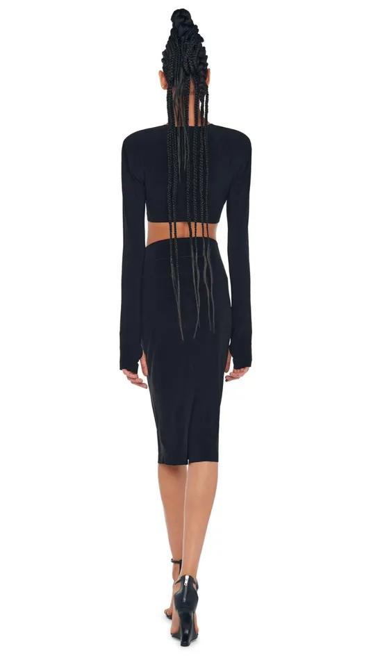 Norma Kamali Tops CROPPED SHOULDER PAD TOP Black 8211 Clothing