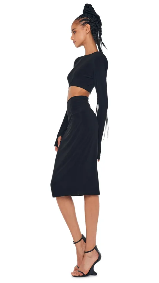 Norma Kamali Tops CROPPED SHOULDER PAD TOP Black 8211 Clothing