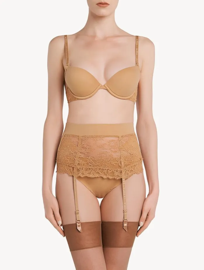 Nude Lycra Control Fit Suspender With Chantilly Lace Lingerie La Perla Shapewear
