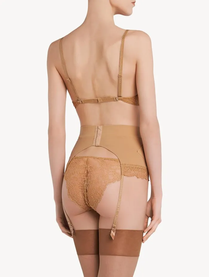 Nude Lycra Control Fit Suspender With Chantilly Lace Lingerie La Perla Shapewear