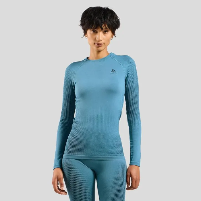 Odlo Base Layers The Performance Warm Base Layer Top Provincial Blue 8211 Women