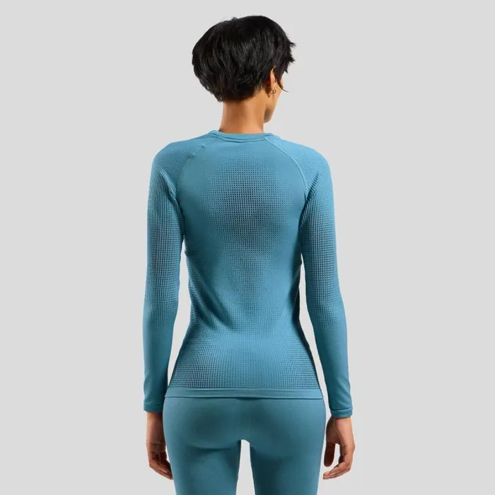 Odlo Base Layers The Performance Warm Base Layer Top Provincial Blue 8211 Women