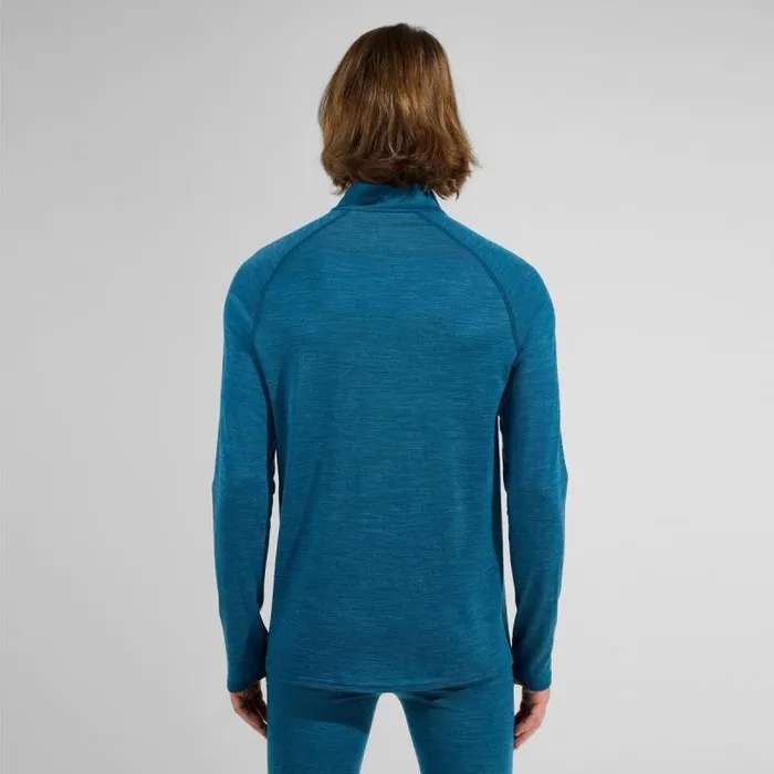 Odlo Base Layers The Performance Wool 150 Base Layer HalfZip Saxony Blue 8211 Deep Dive Melange 8211 Men