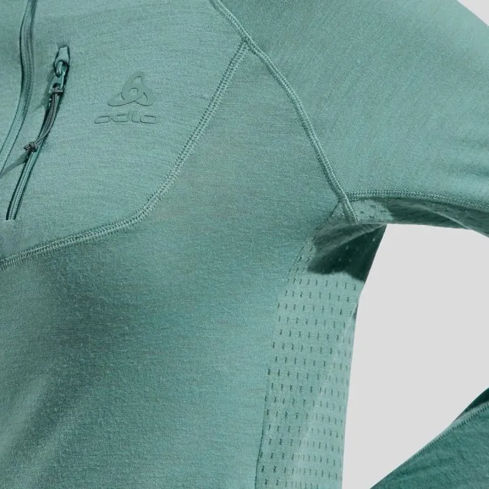 Odlo Mid Layers and Longsleeves The Ascent Performance Wool 125 Micro Mid Layer Hooded Zip Arctic 8211 Women