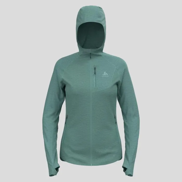 Odlo Mid Layers and Longsleeves The Ascent Performance Wool 125 Micro Mid Layer Hooded Zip Arctic 8211 Women