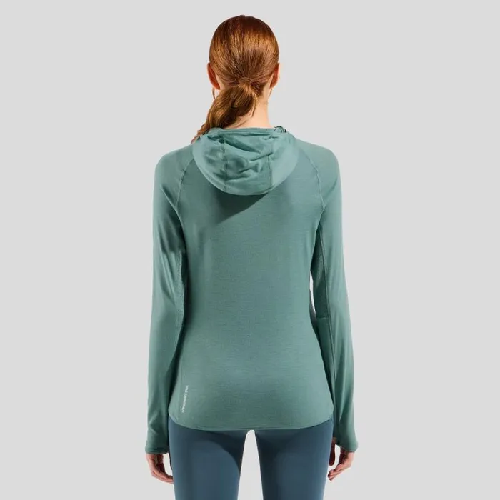 Odlo Mid Layers and Longsleeves The Ascent Performance Wool 125 Micro Mid Layer Hooded Zip Arctic 8211 Women