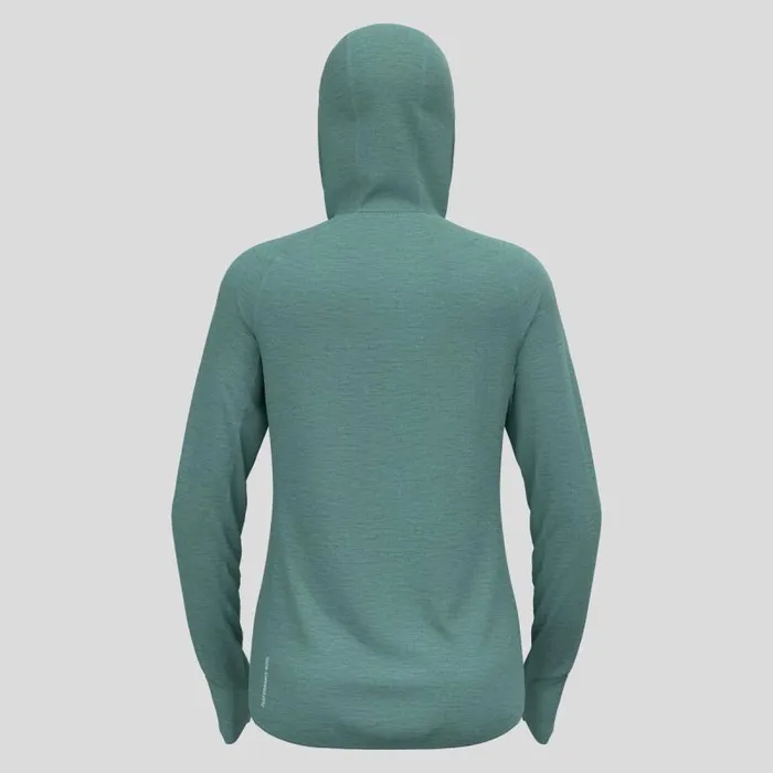Odlo Mid Layers and Longsleeves The Ascent Performance Wool 125 Micro Mid Layer Hooded Zip Arctic 8211 Women