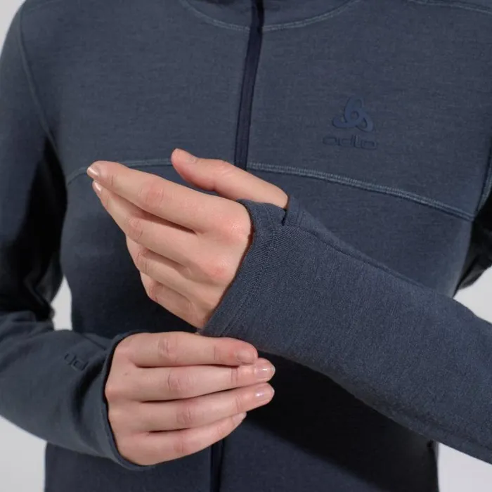 Odlo Mid Layers and Longsleeves The Ascent Performance Wool XWarm Hoody India Ink 8211 Women