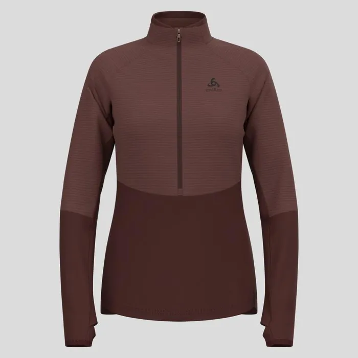 Odlo Mid Layers and Longsleeves The Descent Ceramiwarm Half Zip Mid Layer Fudge 8211 Women