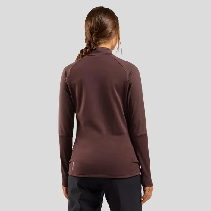 Odlo Mid Layers and Longsleeves The Descent Ceramiwarm Half Zip Mid Layer Fudge 8211 Women