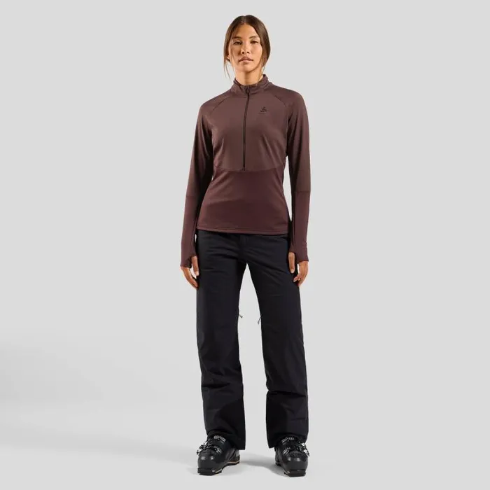 Odlo Mid Layers and Longsleeves The Descent Ceramiwarm Half Zip Mid Layer Fudge 8211 Women