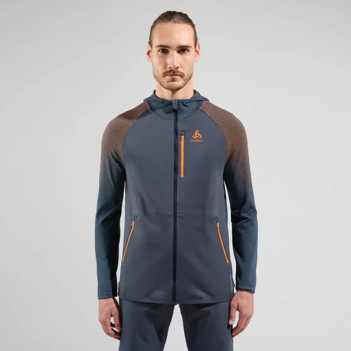 Odlo Mid Layers and Longsleeves The XAlp Performance Knit Hooded Mid Layer India Ink 8211 Oriole 8211 Men Odlo Mid Layers and Longsleeves The XAlp Performance Knit Hooded Mid Layer India Ink 8211 Oriole 8211 Men