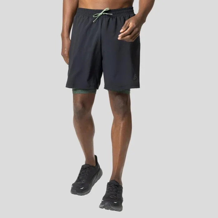 Odlo Shorts The Active 365 2In1 7Inch Shorts Black 8211 Loden Frost 8211 Men