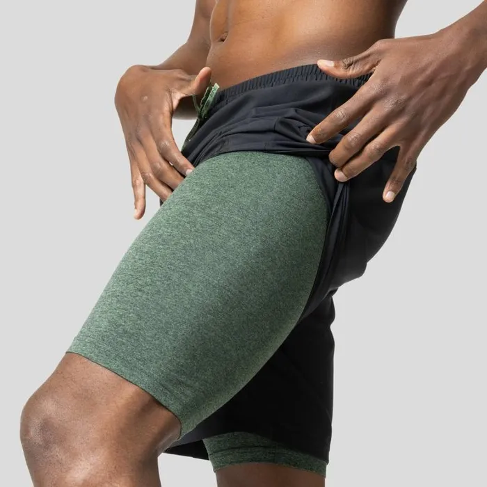 Odlo Shorts The Active 365 2In1 7Inch Shorts Black 8211 Loden Frost 8211 Men