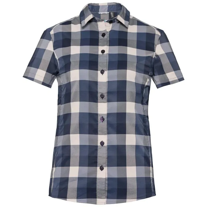 Odlo Tshirts and Polos Kumano Check Blouse Diving Navy 8211 Crystal Gray 8211 Blue Indigo 8211 Check 8211 Women