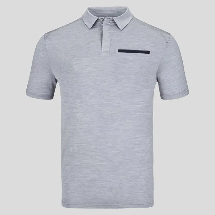 Odlo Tshirts and Polos The Essentials Performance Wool 130 Polo Shirt Grey Melange 8211 Black 8211 Men