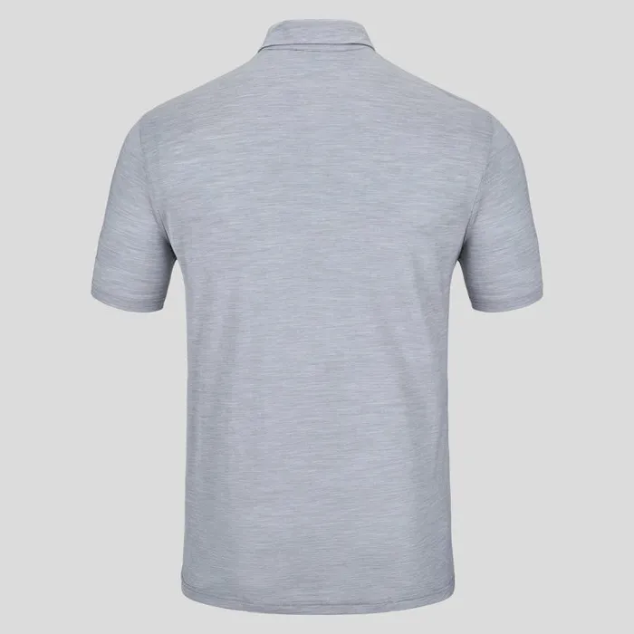 Odlo Tshirts and Polos The Essentials Performance Wool 130 Polo Shirt Grey Melange 8211 Black 8211 Men