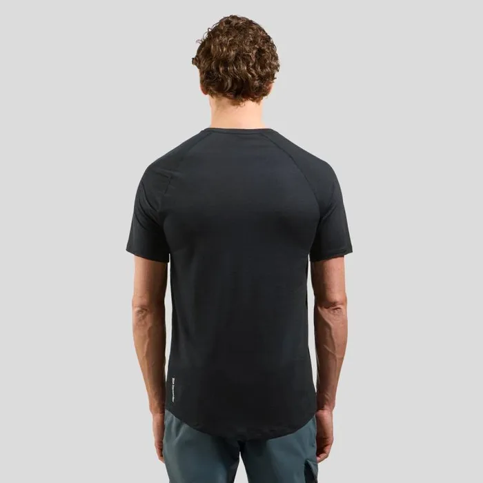 Odlo Tshirts and Polos The Ride 365 Performance Wool 130 Print TShirt Black Melange 8211 Men