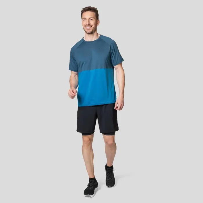 Odlo Tshirts and Polos The Run Easy Crew Neck TShirt Blue Wing Teal 8211 Indigo Bunting 8211 Men