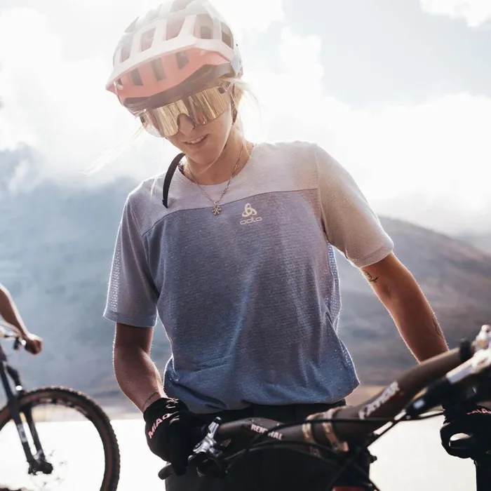 Odlo Tshirts and Polos The XAlp Linencool Mtb Tee Persian Jewel 8211 Blue Heron 8211 Women