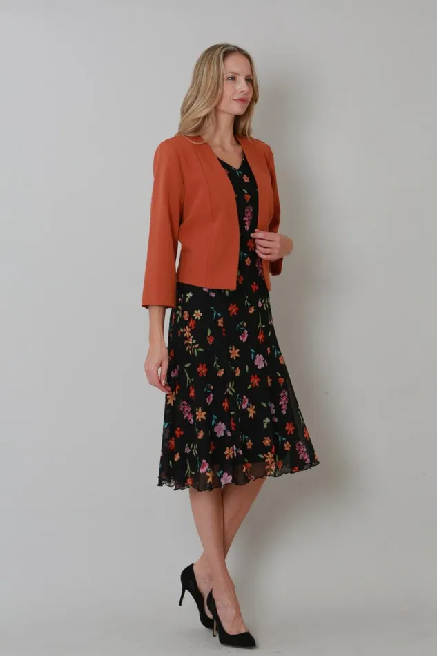 Orange Julianna Cropped Crepe Jacket Women Roman Jackets