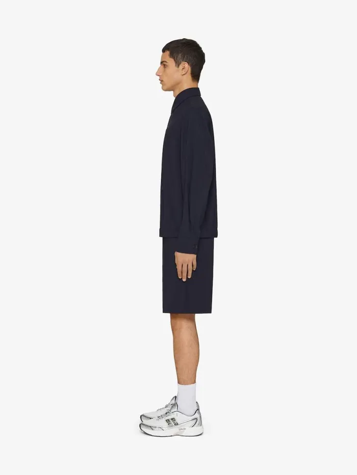 Overshirt In Wool Poplin With 4g Detail Night Blue Men Givenchy Shirts