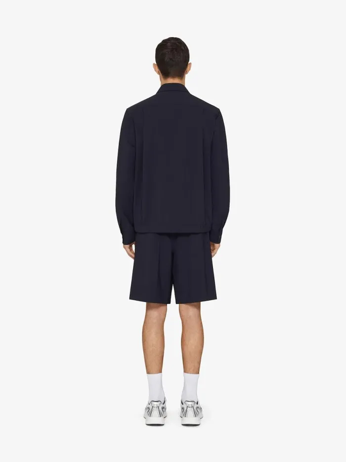 Overshirt In Wool Poplin With 4g Detail Night Blue Men Givenchy Shirts