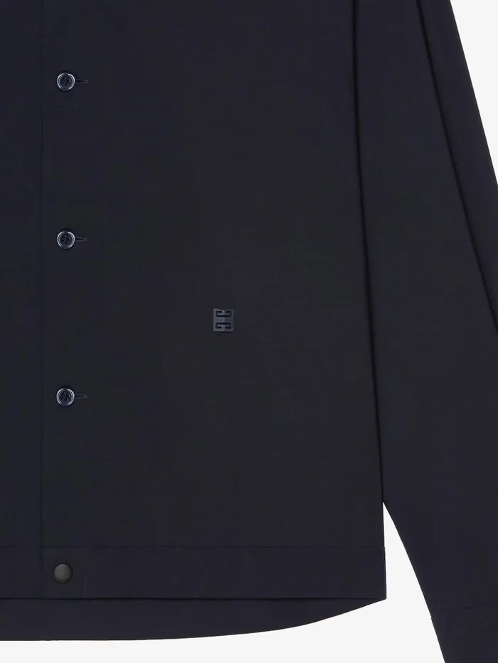 Overshirt In Wool Poplin With 4g Detail Night Blue Men Givenchy Shirts