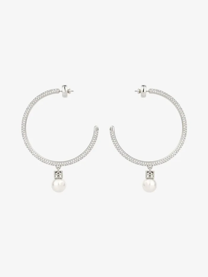 Pearl Earrings In Metal With Crystals Whitesilvery Women Givenchy Jewelry