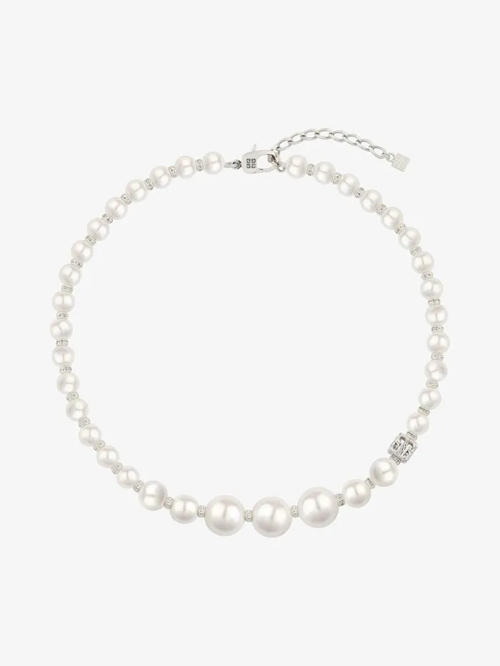 Pearl Necklace In Metal With Crystals Whitesilvery Women Givenchy Jewelry