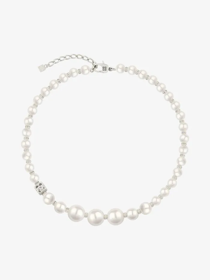 Pearl Necklace In Metal With Crystals Whitesilvery Women Givenchy Jewelry
