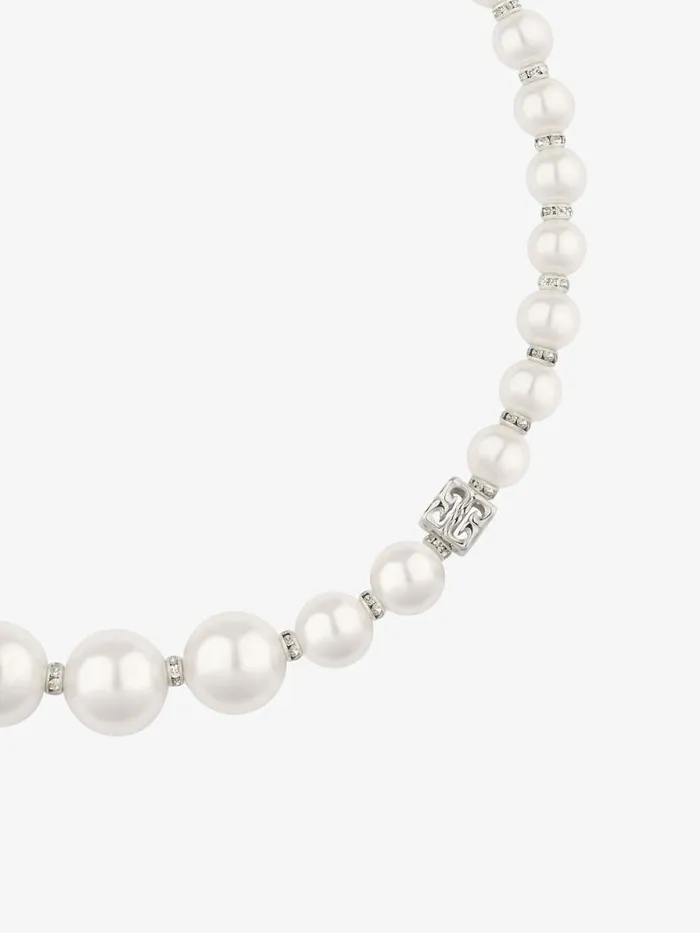 Pearl Necklace In Metal With Crystals Whitesilvery Women Givenchy Jewelry