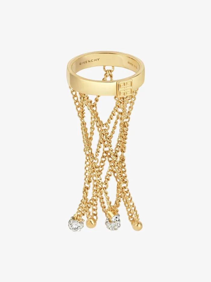 Pearling Ring In Metal With Pearls And Crystals Golden Yellow Women Givenchy Jewelry