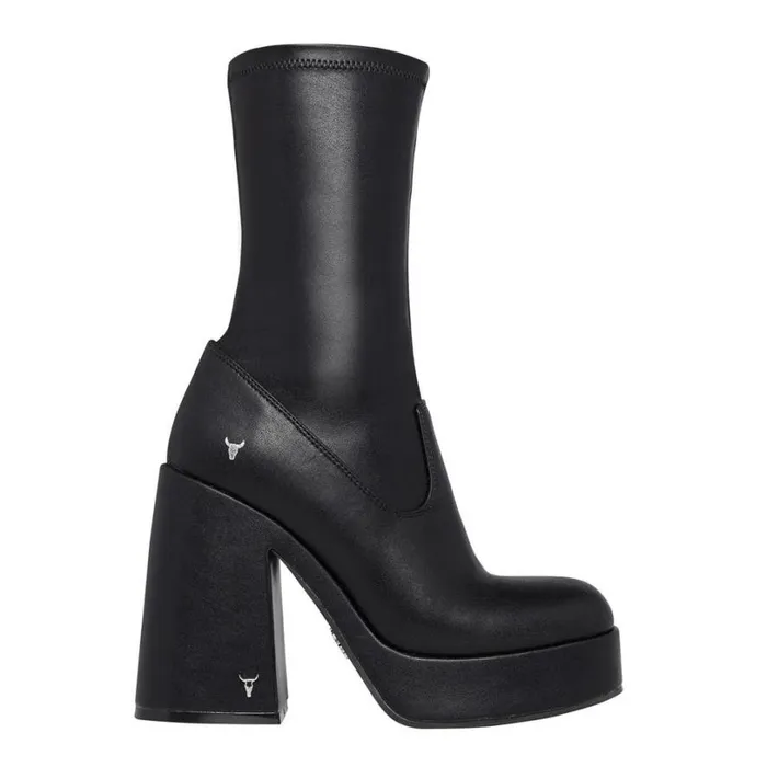 Platforms Women Windsor Smith HIDDEN BLACK STRETCH PLATFORM BOOTS