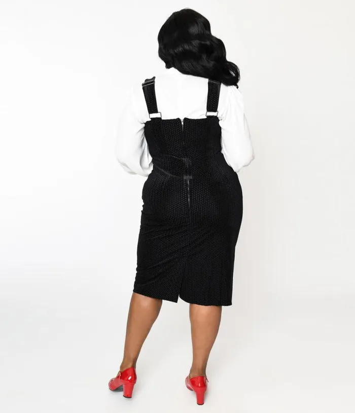 Plus Size Black Velvet Fontaine Suspender Pencil Skirt ClothingPlus Unique Vintage Skirts