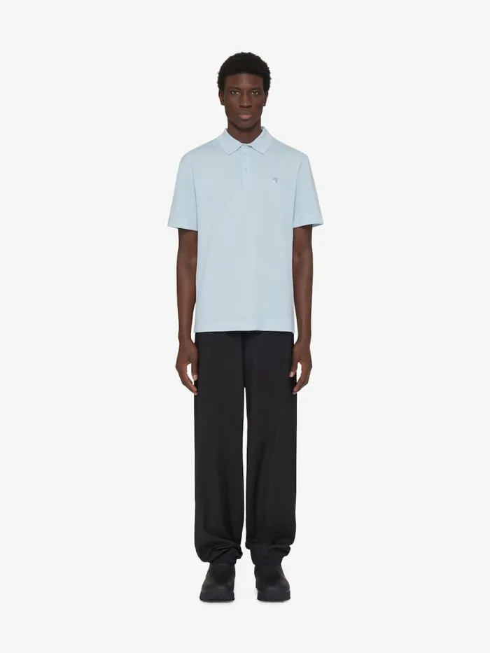 Polo In Cotton With 4g Detail Sky Blue Men Givenchy TShirts
