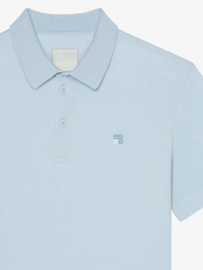Polo In Cotton With 4g Detail Sky Blue Men Givenchy TShirts