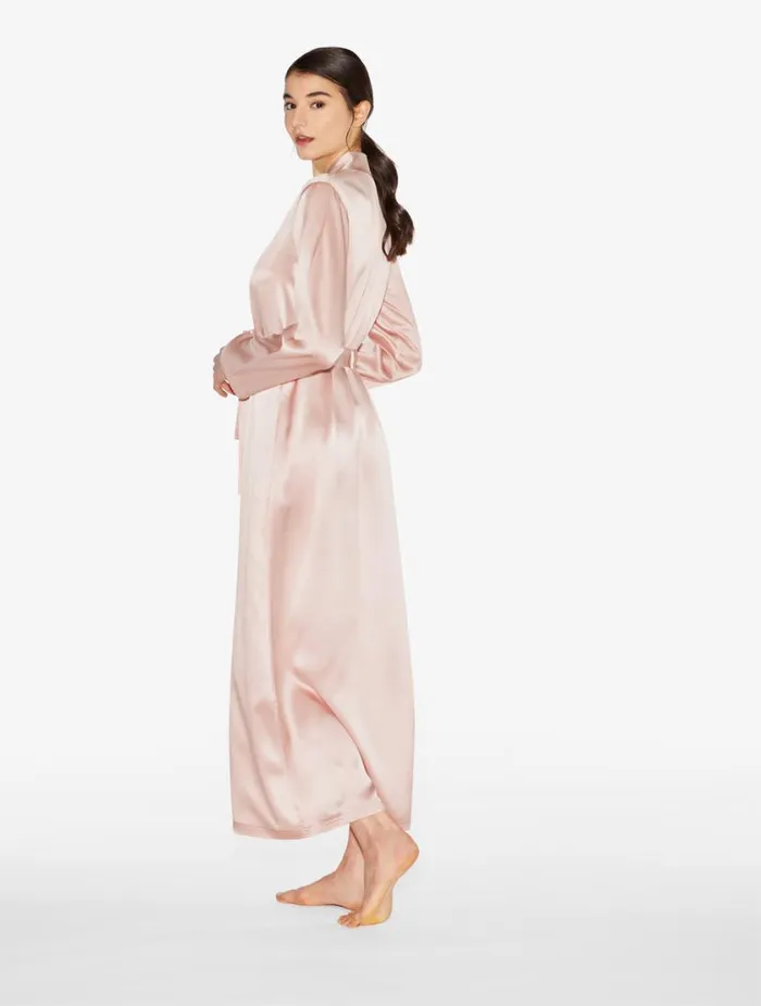 Powder Pink Silk Long Robe Sleepwear La Perla Robes