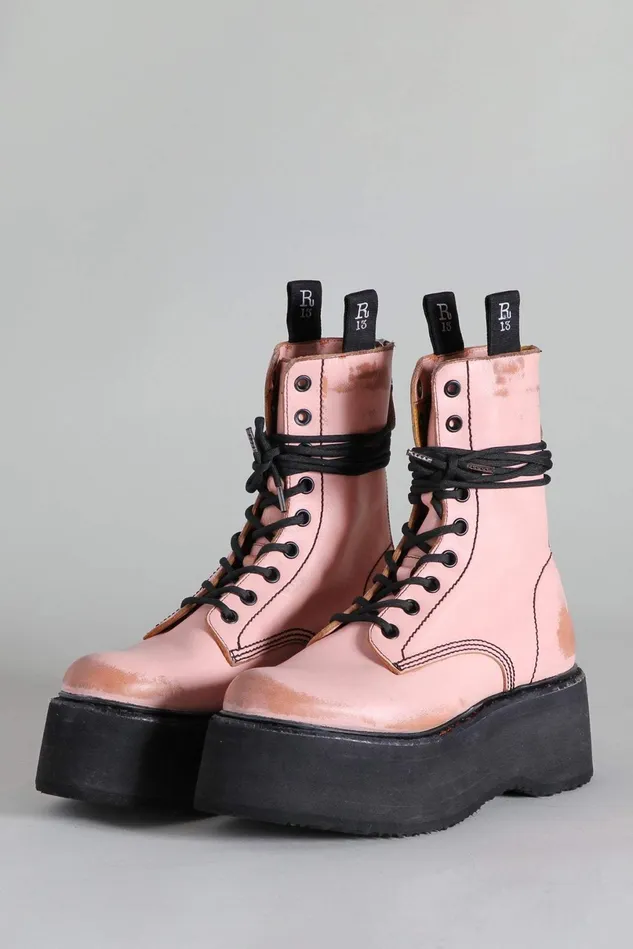 R13 Boots Women Double Stack Boot 8211 Pink