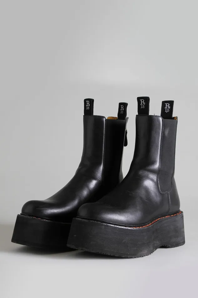 R13 Boots Women Double Stack Chelsea Boot 8211 Black